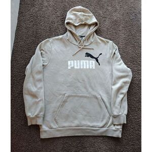 Puma Hoodie Men's Sz Large Logo‎ Pullover Biege Casual Preppy Athleisure Workout